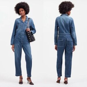 Madewell Denim Utility Coverall Jumpsuit Medium Blue Wash Size Small Retro Style